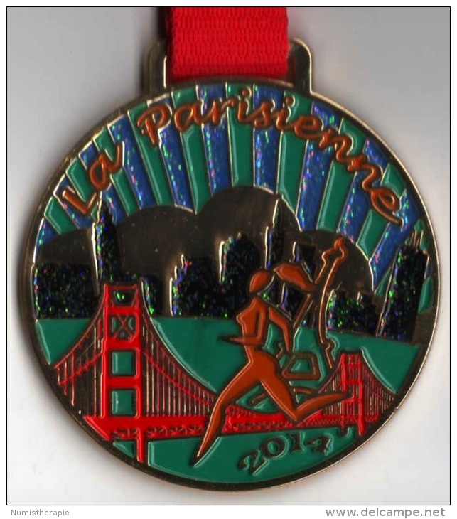 Médaille Marathon : La Parisienne 2014 Avec Ruban Authentique - Autres & Non Classés