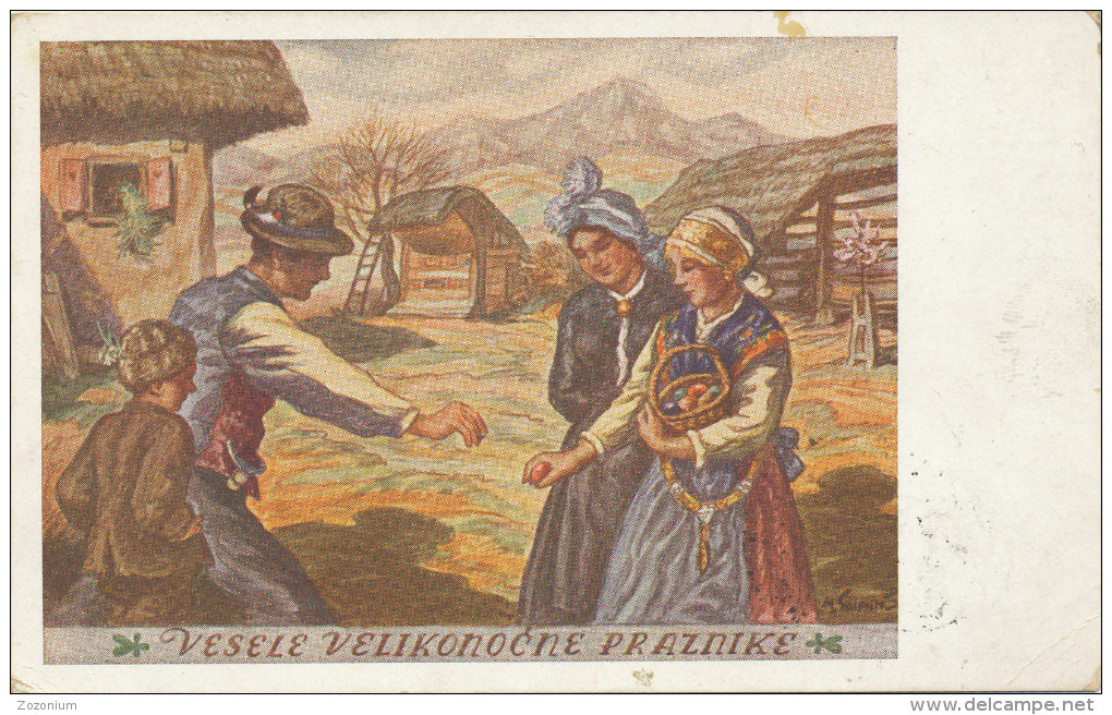 M GASPARI - "Vesele Velikonocne Praznike" SLOVENIA, Old  Postcard - Slowenien