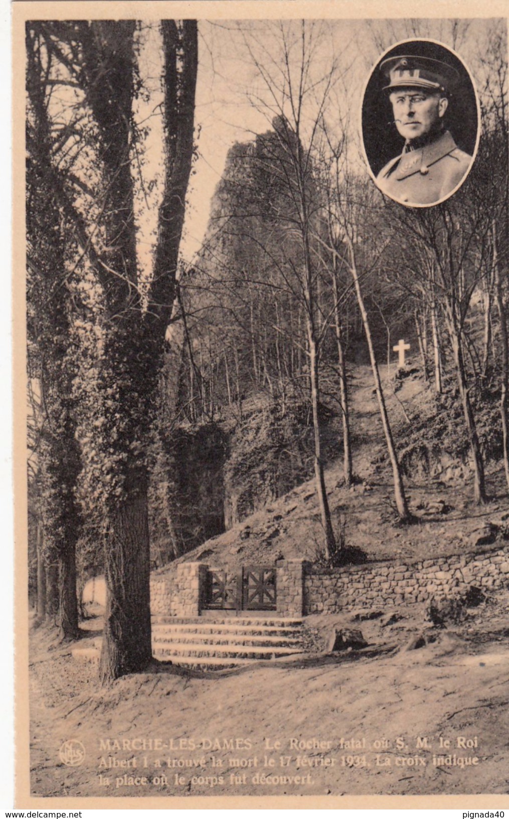 G , Cp , MILITARIA , MARCHE-les-DAMES , Le Rocher Ou S. M. Le Roi Albert Ier A Trouvé La Mort ((17/02/1934) - Monumentos A Los Caídos