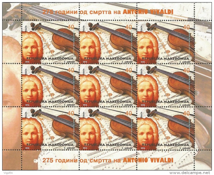 MK 2016-774 ANTONIO VIVALDI, MAKEDONIA, MS, MNH - Nordmazedonien