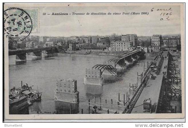 CPA Asnières Sur Seine Hauts De Seine Circulé Démolition Du Vieux Pont - Asnieres Sur Seine