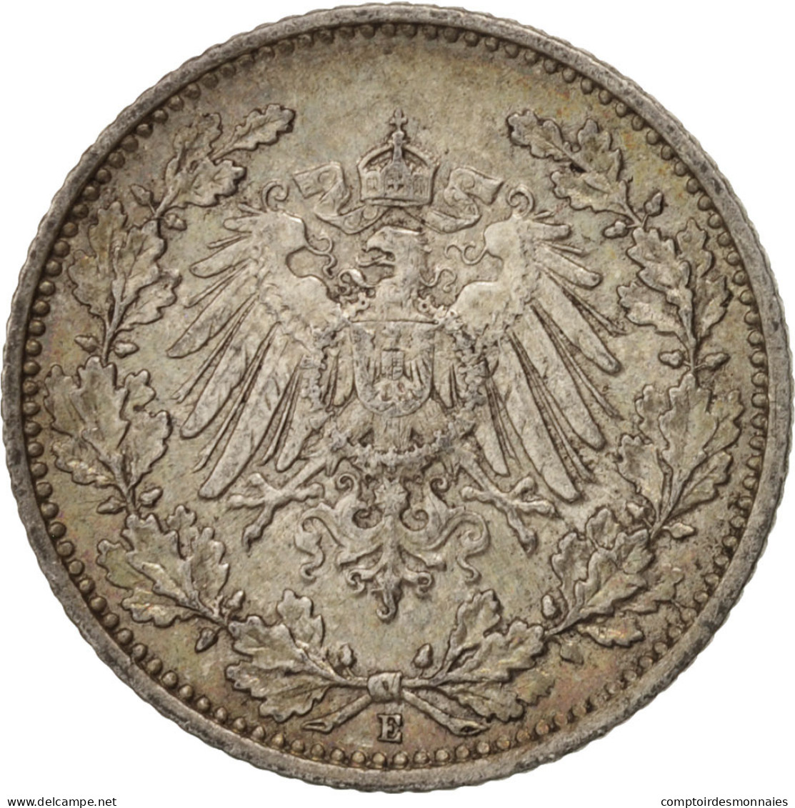 Monnaie, GERMANY - EMPIRE, 1/2 Mark, 1909, Muldenhütten, SUP, Argent, KM:17 - 1/2 Mark