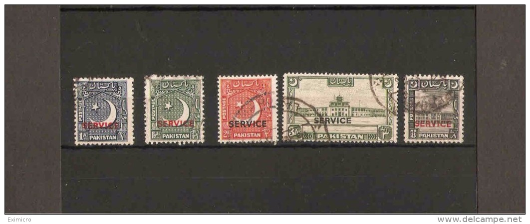 PAKISTAN 1949 OFFICIALS SET SG O27/O31 FINE USED Cat £32 - Pakistan