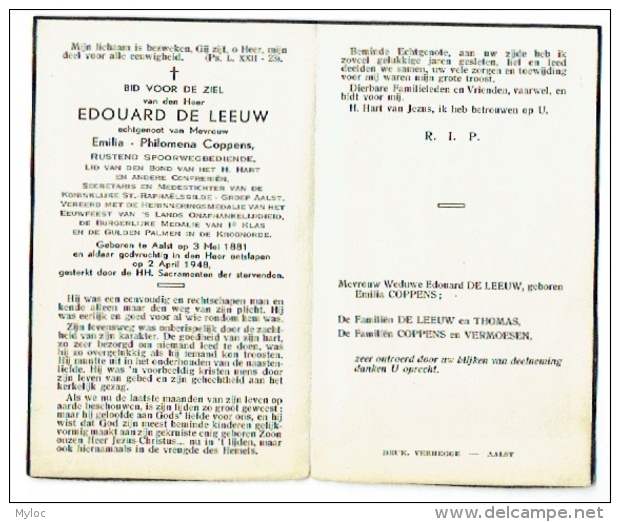 Doodsprentje/Image Pieuse Mortuaire. Edouard De Leeuw/Coppens. Aalst 1881/1948. - Images Religieuses