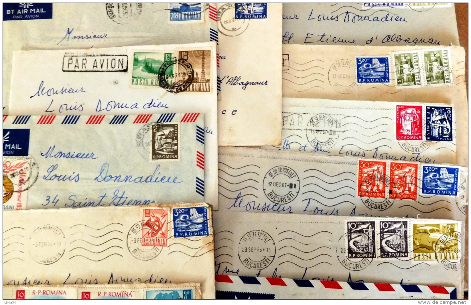 LOT 35 LETTRES DE ROUMANIE 1970... + 5 DIVERSES- PRESQUE TOUT PAR AVION AVEC NOMBREUX RECOMMANDÉS- 6 SCANS - Postmark Collection