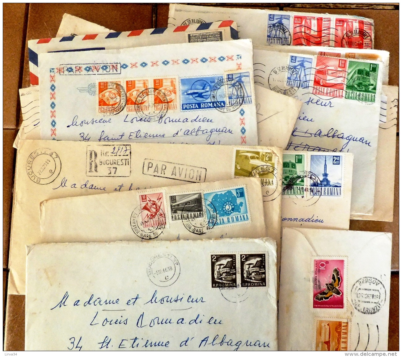 LOT 35 LETTRES DE ROUMANIE 1970... + 5 DIVERSES- PRESQUE TOUT PAR AVION AVEC NOMBREUX RECOMMANDÉS- 6 SCANS - Marcofilie