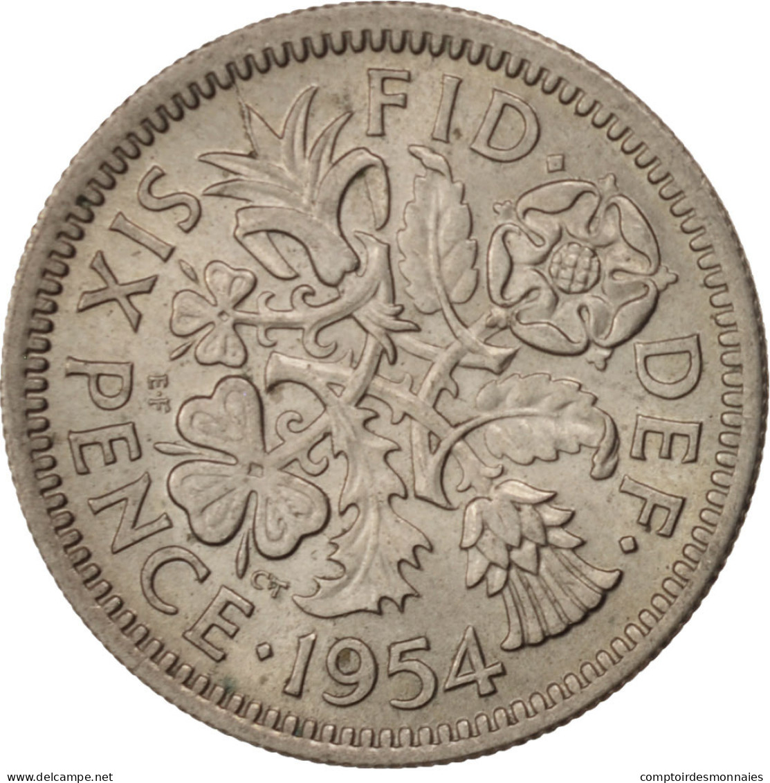 Monnaie, Grande-Bretagne, Elizabeth II, 6 Pence, 1954, SPL, Copper-nickel - H. 6 Pence