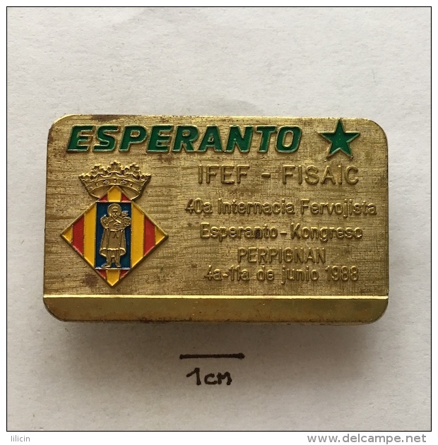 Badge (Pin) ZN003034 - Esperanto Congress Perpignan 1988 - Associazioni