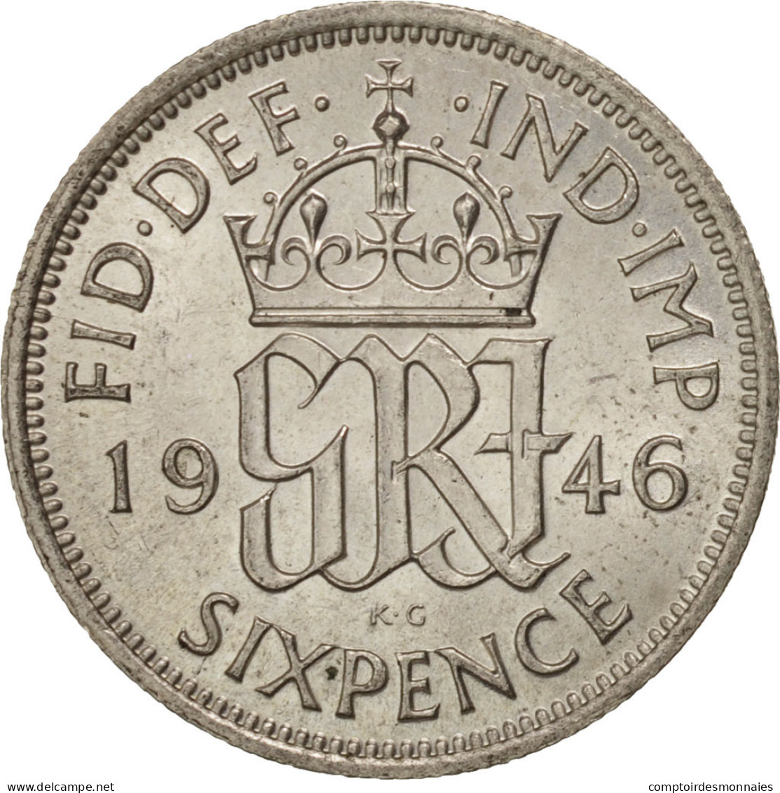 Monnaie, Grande-Bretagne, George VI, 6 Pence, 1946, SPL+, Argent, KM:852 - H. 6 Pence