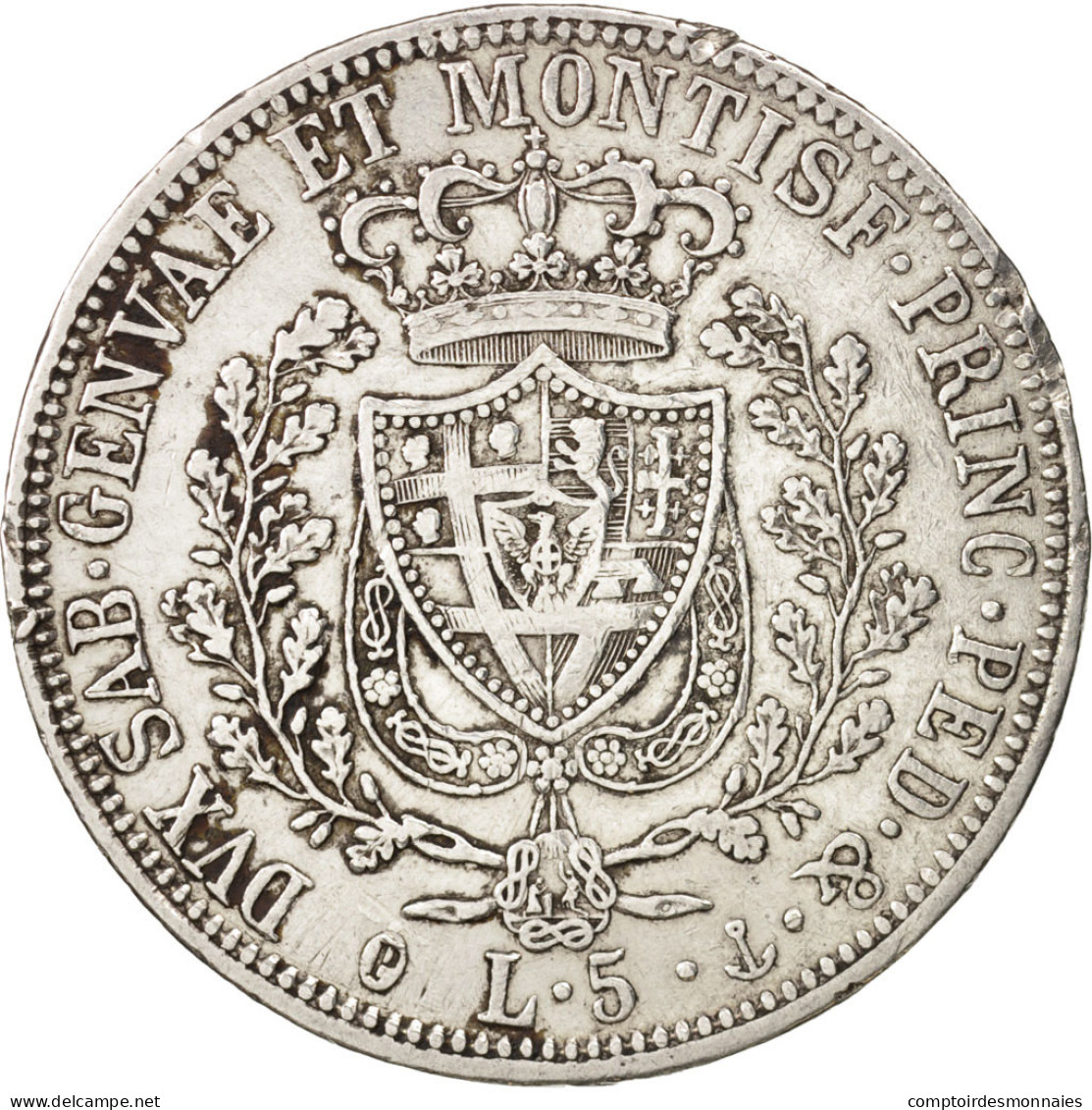 Monnaie, États Italiens, SARDINIA, Carlo Felice, 5 Lire, 1827, Genoa, TTB - Italian Piedmont-Sardinia-Savoie