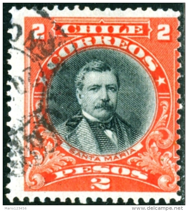 CILE, CHILE, COMMEMORATIVO, DOMINGO SANTA MARIA, 1911, FRANCOBOLLO USATO - Chili