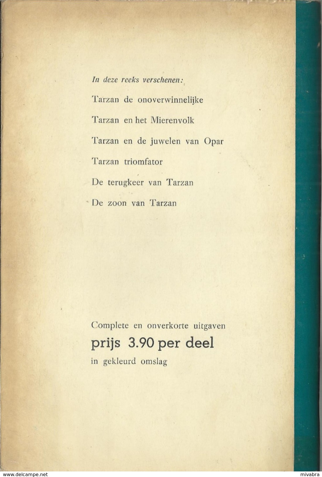 DE ZOON VAN TARZAN - EDGAR RICE BURROUGHS - TARZAN PAPERBACK GRAAUW ( OLIFANT ÉLÉPHANT ) - Ciencia Ficción Y Fantasía