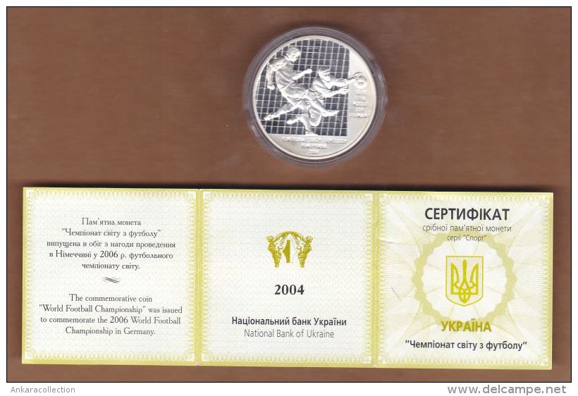 AC - UKRAINE - FIFA 2006 WORLD FOOTBALL CHAMPIONSHIP IN GERMANY COMMEMORATIVE SILVER COIN PROOF - UNCIRCULATED IN BOX - Ukraine