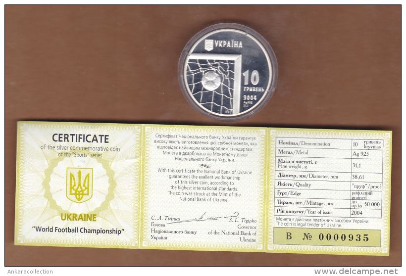 AC - UKRAINE - FIFA 2006 WORLD FOOTBALL CHAMPIONSHIP IN GERMANY COMMEMORATIVE SILVER COIN PROOF - UNCIRCULATED IN BOX - Ukraine