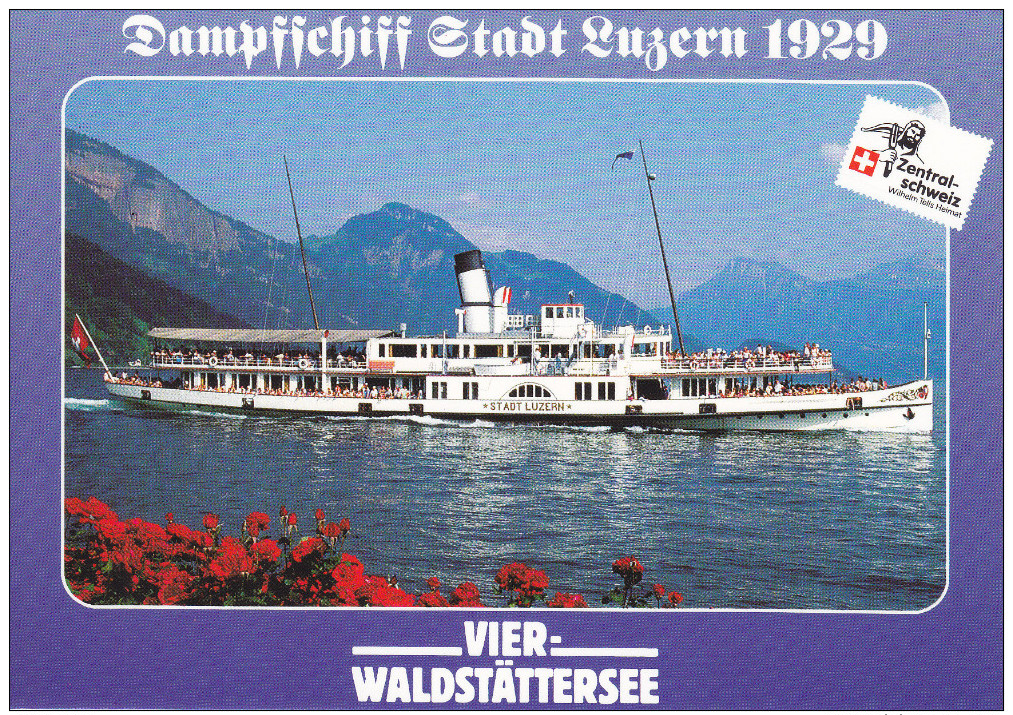 Ak Vierwaldstättersee, Dampfschiff Stadt Luzern 1929 - Ferries