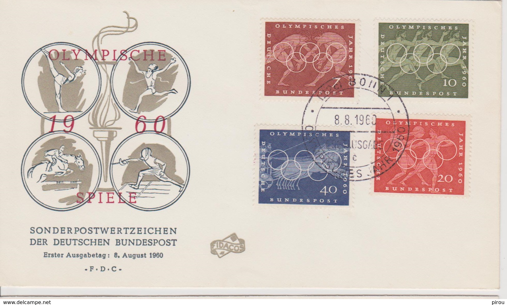 FDC ALLEMAGNE 1960  JEUX OLYMPIQUES  DE ROME - Sommer 1960: Rom