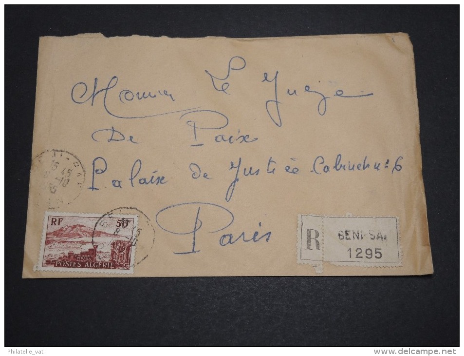 ALGERIE – Env Recommandée Pour La France – Détaillons Petite Archive - A Voir – Lot N° 18967 - Lettres & Documents