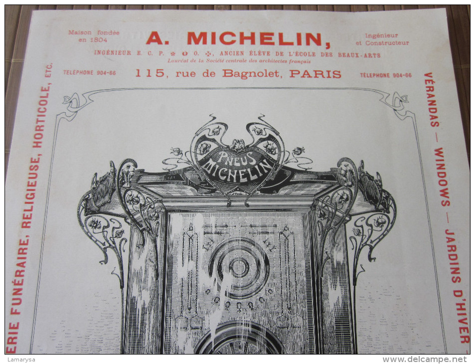 PNEUS A. MICHELIN VITRINE EN FER Forgé=>EXPO à Saint Louis USA USINE GENERATRICE Electricité METRO-PASSERELLE CHARENTON - Autres & Non Classés