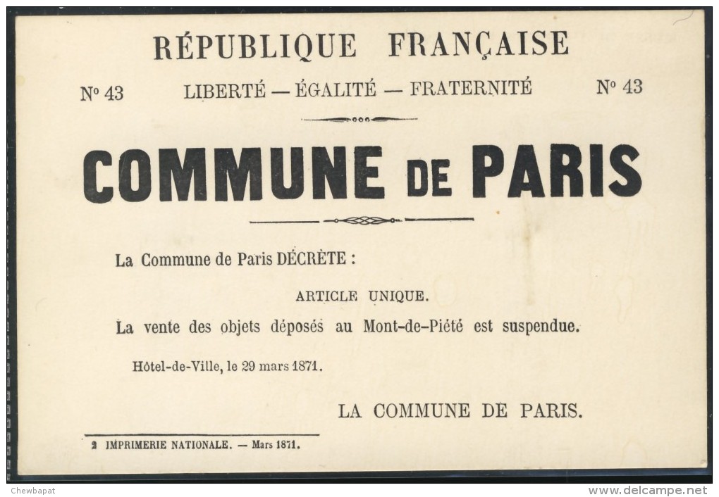 Mont De Piété - 18 Mars - 28 Mai 1871 - Crédit Municipal - Paris La Nuit