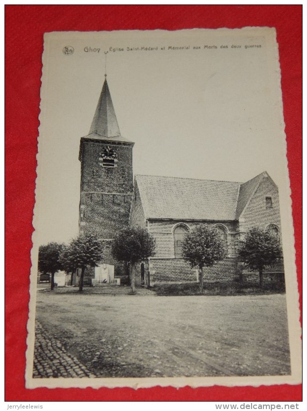 GHOY  -  LESSINES  -  Eglise St Médard Et Mémorial Aux Morts Des Deux Guerres -  (2 Scans) - Lessen