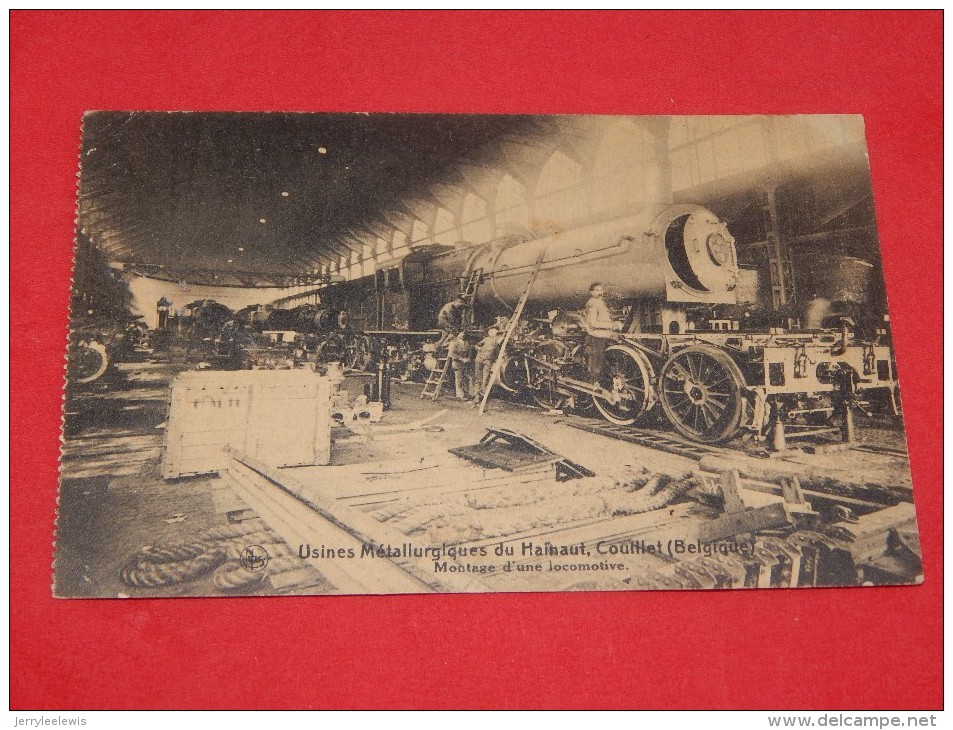 COUILLET  -  CHARLEROI  -  Usines Métallurgiques Du Hainaut - Montage D'une Locomotive -  (2 Scans) - Charleroi