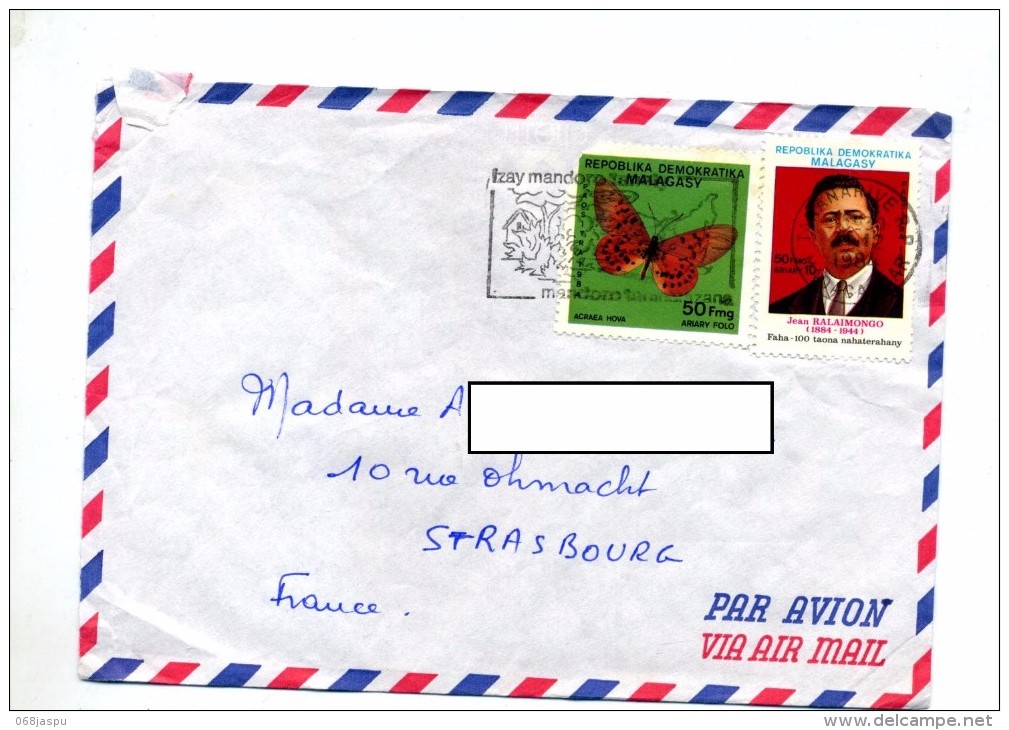 Lettre Flamme Tanarive Sur Papillon Ralaimongo - Madagascar (1960-...)