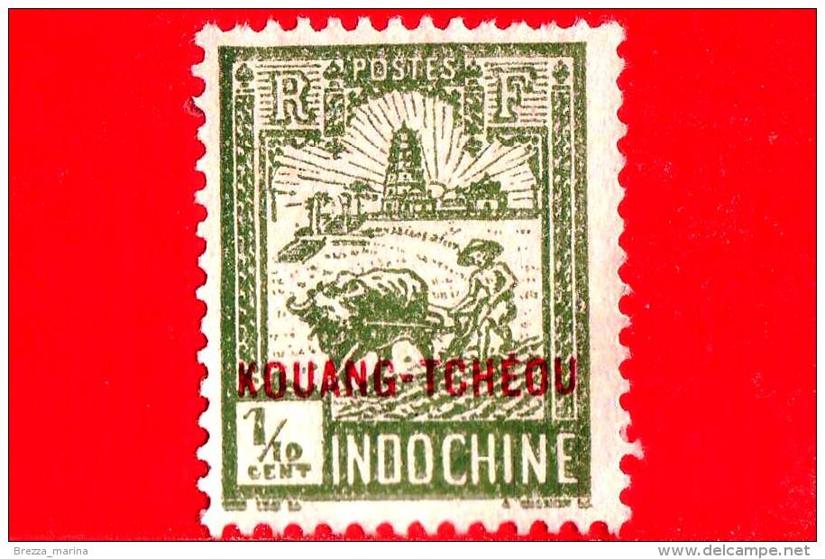 KOUANG TCHEOU - INDOCINA - Usato - 1927 - Aratore E Torre Di Confucio -  1&#8260;10 - Oblitérés