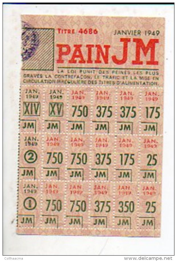 Guerre 1939-1945 - Tickets De Rationnement De Pain Janvier 1949 / Cachet Ville De Saint St Lô - Documents