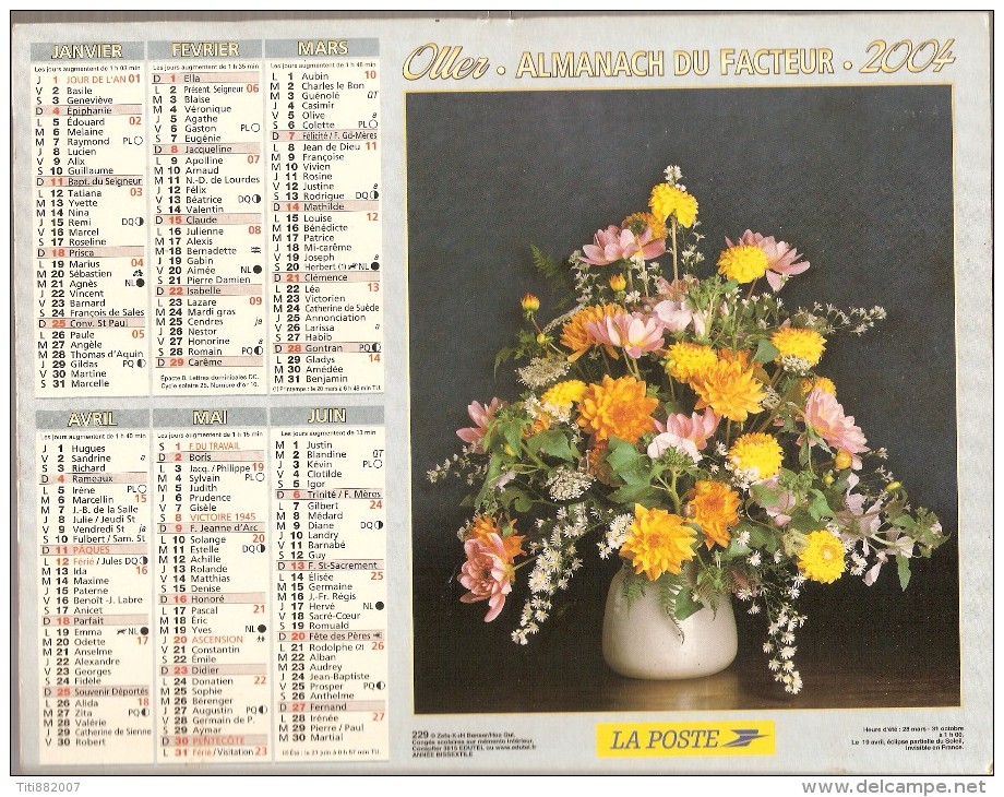 ALMANACH  DU  FACTEUR  2004   Meurthe Et Moselle.     Bouquet De FLEURS - Small : 2001-...