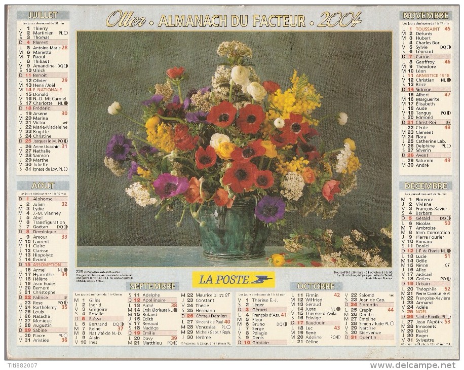 ALMANACH  DU  FACTEUR  2004   Meurthe Et Moselle.     Bouquet De FLEURS - Small : 2001-...