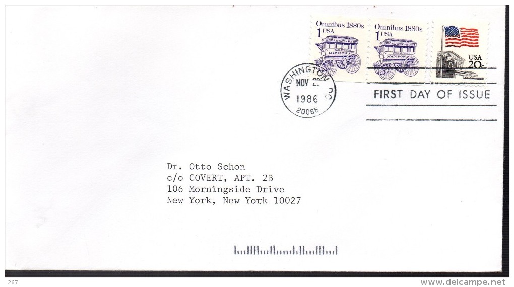 USA  FDC  1986  Bus - Bus