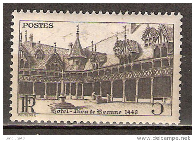Timbre France Y&T N° 499**. Hôtel Dieu De Beaune. 5 F. Brun_noir. Cote 0,30 € - Altri & Non Classificati