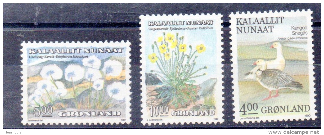 GROENLAND  Timbres Neufs ** De 1989   ( Ref 35 D  )  Fleur- Oiseau - Unused Stamps