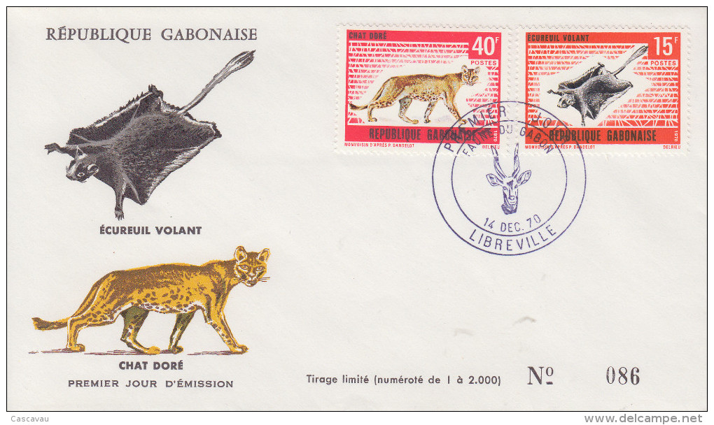 Enveloppe  FDC  1er  Jour   GABON     Faune    1970 - Gabon (1960-...)