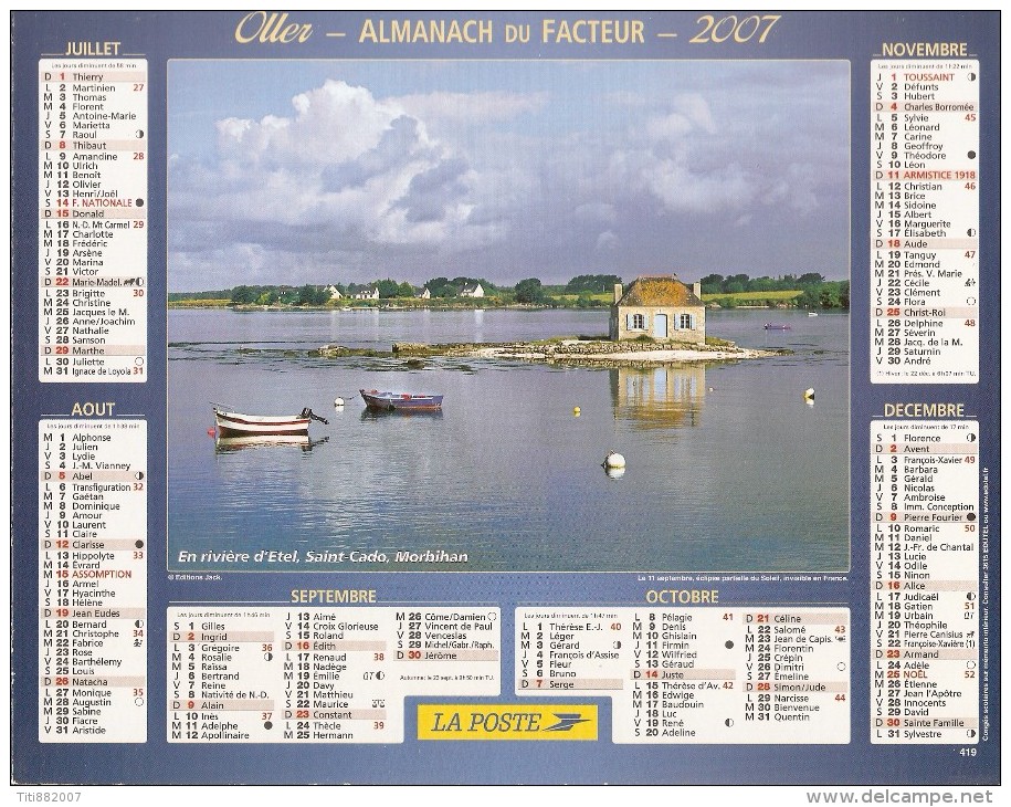 ALMANACH  DU  FACTEUR  2008   Meurthe Et Moselle.    Marché Aux Fleurs  /  Port  /  Bateaux - Petit Format : 2001-...