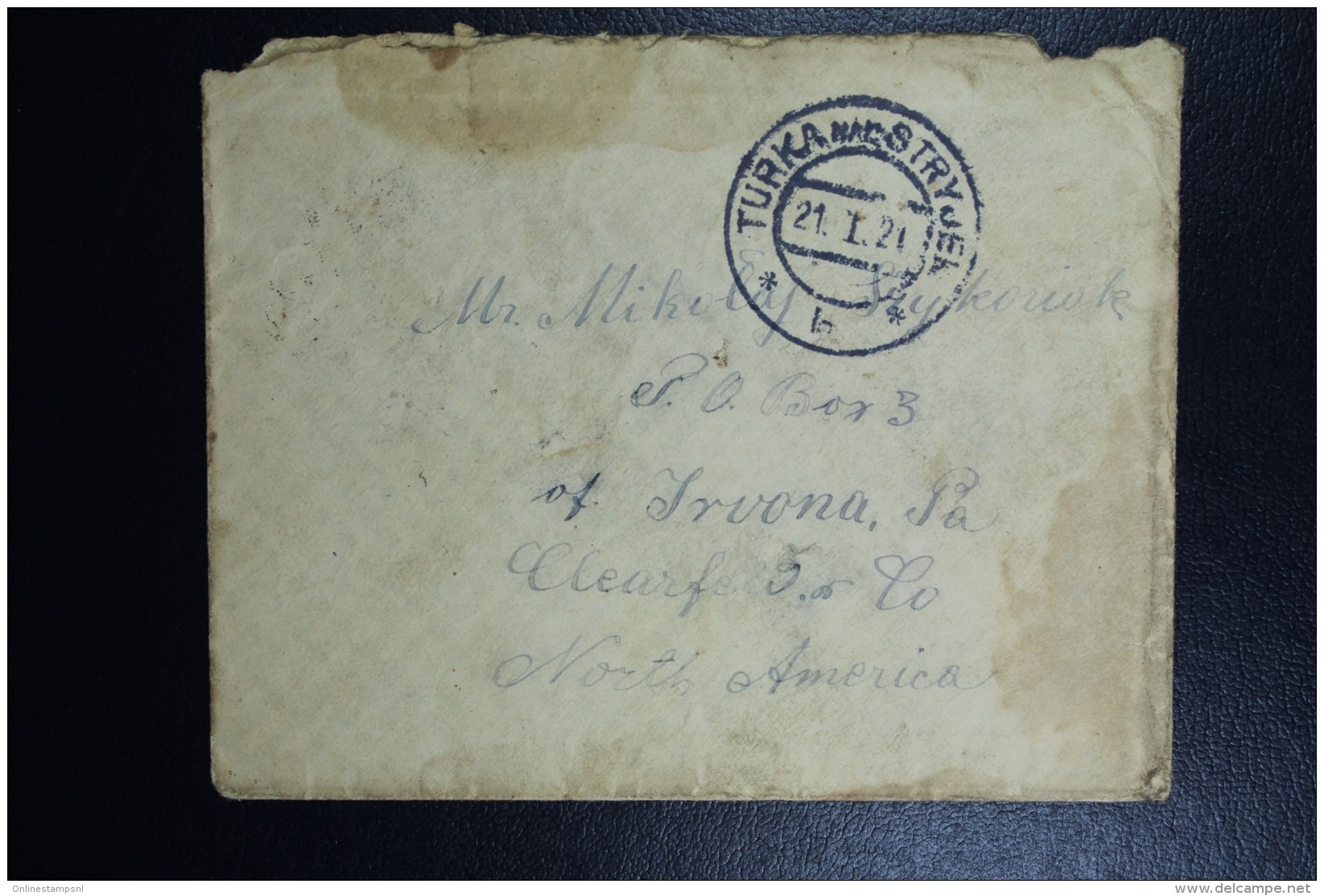 Poland: 1921 Cover Postwar Stampless Turka-Nad-Stryjek , GERMAN Datestamp 21-1-21 US Pstage Due - Briefe U. Dokumente