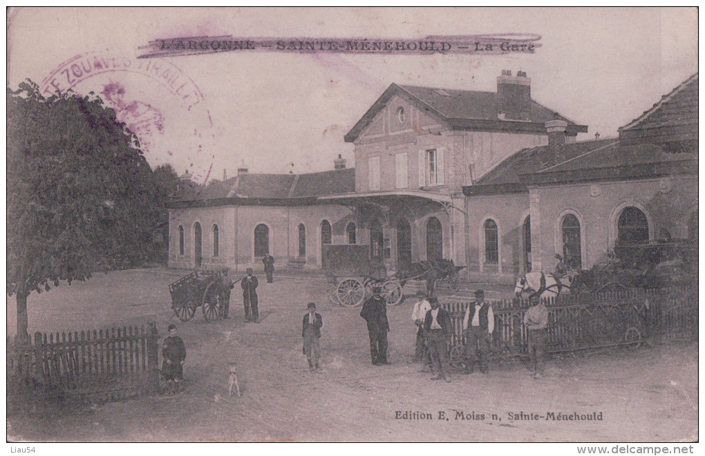 SAINTE-MENEHOULD La Gare (1915, Cachet ZOUAVES TIRAILLEURS Et TRESOR ET POSTES 49) - Sainte-Menehould