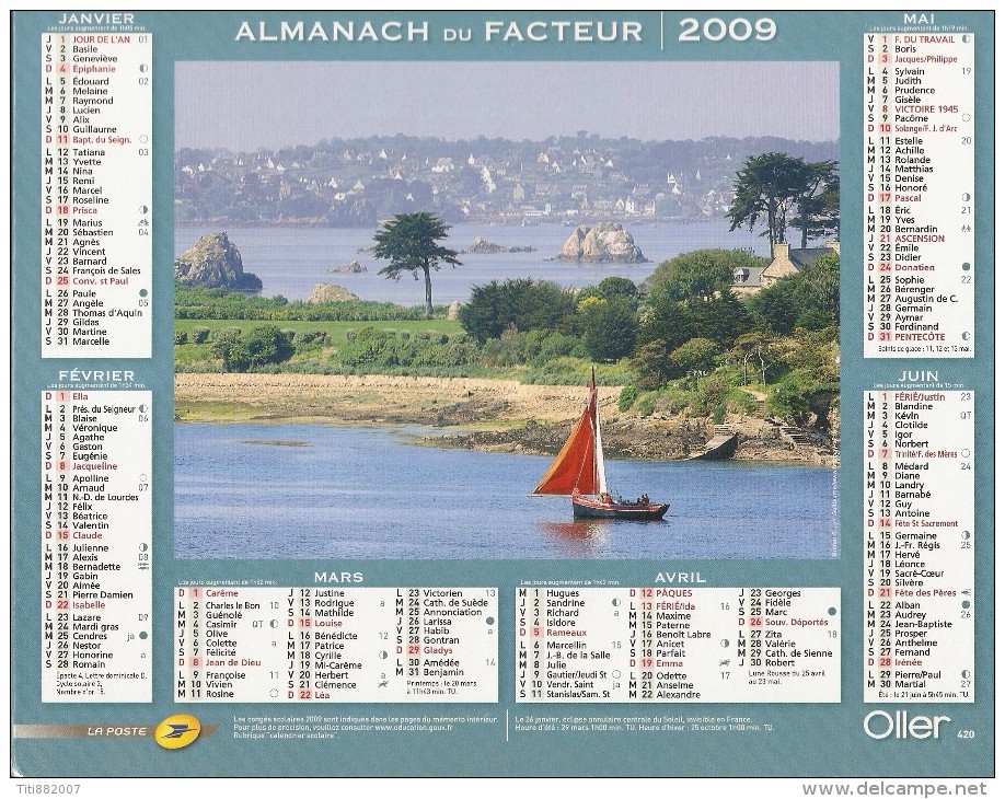 ALMANACH  DU  FACTEUR  2009   Meurthe Et Moselle.    VOILIER  /   PAYSAGE MARIN - Small : 2001-...