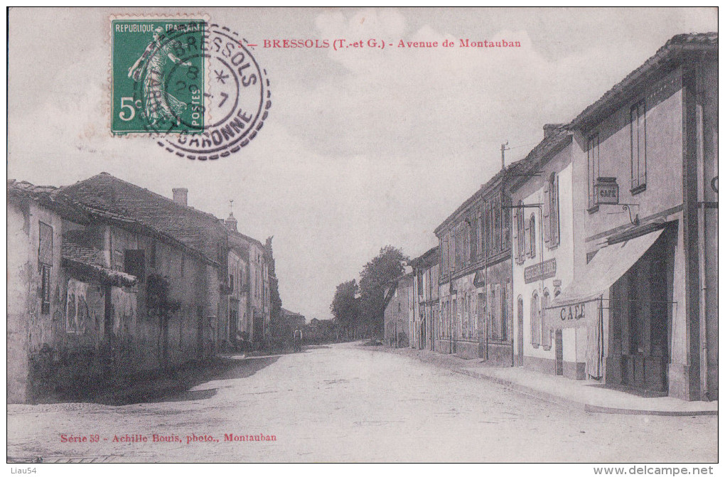 BRESSOLS Avenue De Montauban (1908, Cachet Perlé) - Bressols