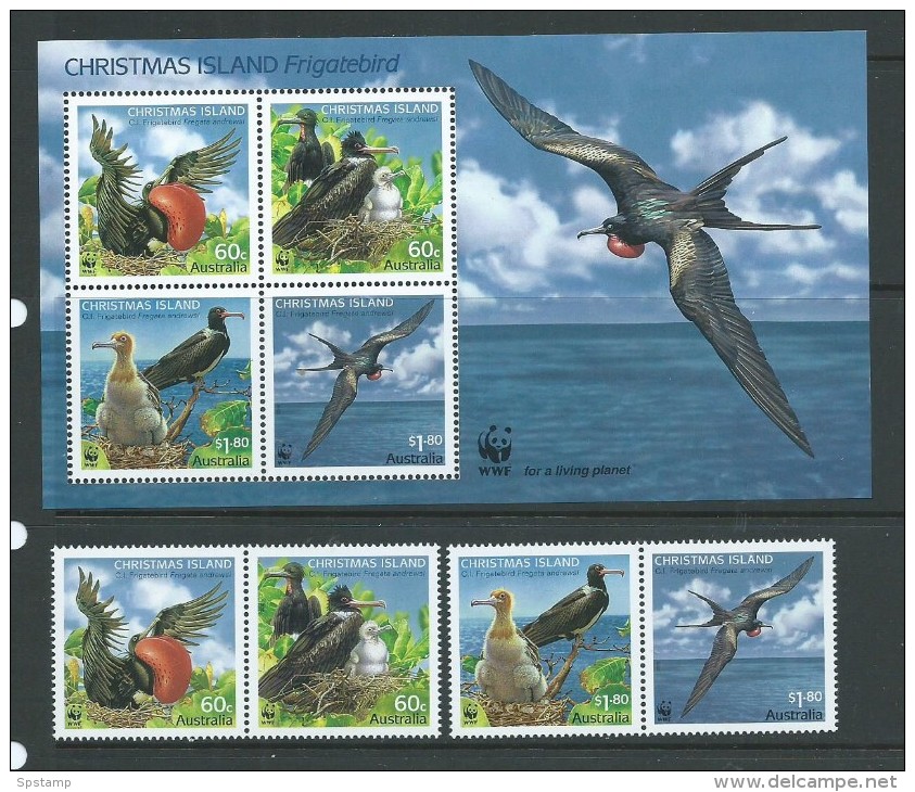 Christmas Island 2010 WWF Frigate Bird Set Of 4 + Miniature Sheet MNH - Christmas Island