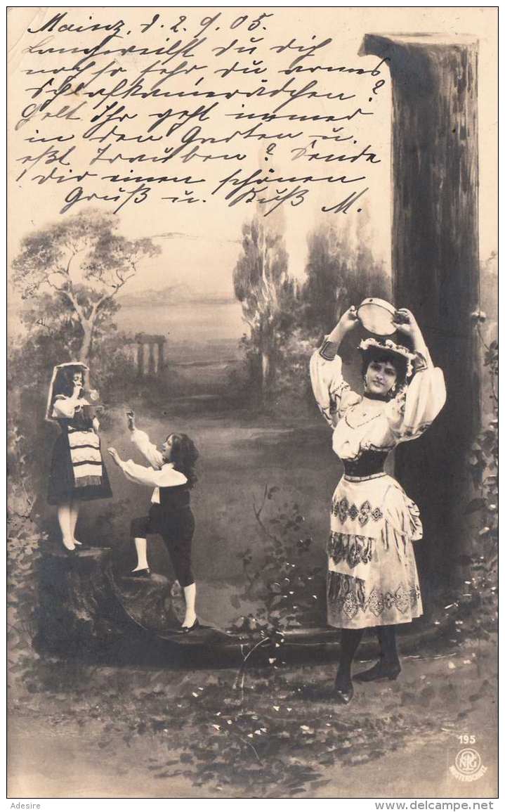 Junge Frau Mit Tamborin - Künstlerkarte Gel.1905 - Frauen