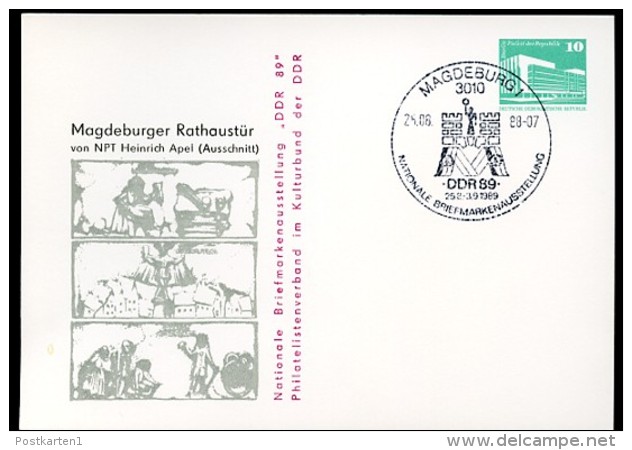 Sost. STEMPELFEHLER 1988 DDR PP18 C2/015a Privat-Postkarte RATHAUSTÜR MAGDEBURG - Máquinas Franqueo (EMA)