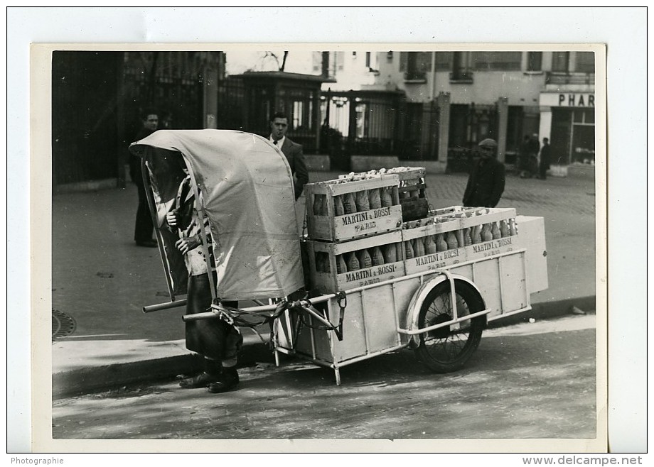 France Paris Transports Urbain Livraison Des Alcools Martini Ancienne Photo Aubry 1940 - Cyclisme