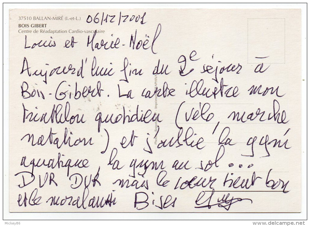 BALLAN-MIRE--2001--Bois-Gibert-Centre De Réadaptation Cardio-Vasculaire--Multivues (animée,vélo),cpm éd Reportage 37 - Ballan-Miré