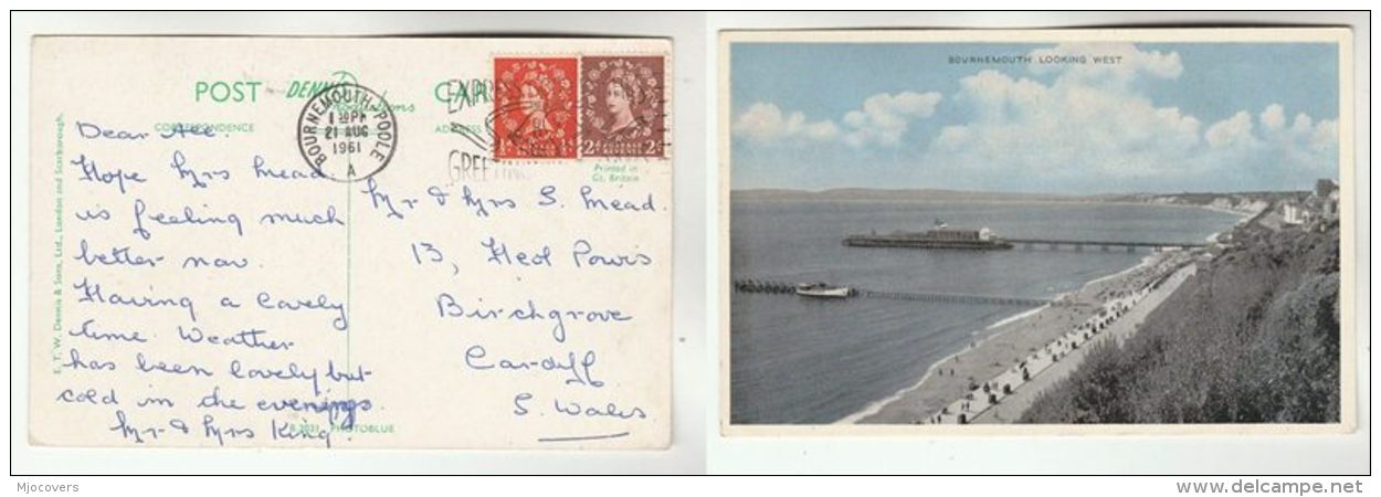 1961 Bournemouth GB Stamps COVER (postcard Bournemouth, Looking West) - Altri & Non Classificati