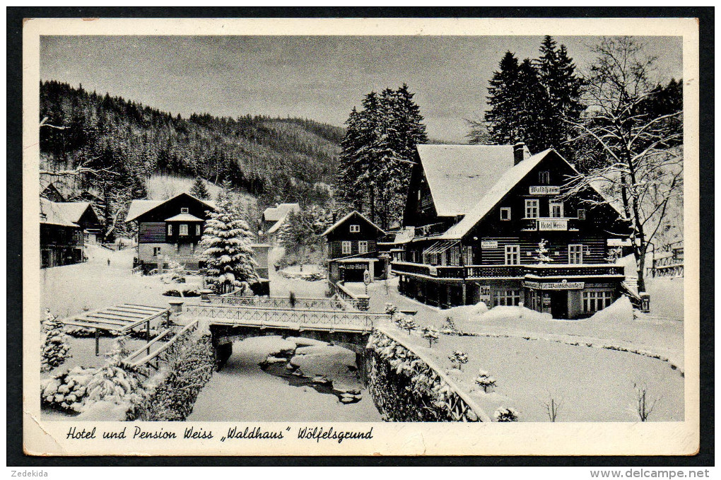 6856 - Alte Ansichtskarte - Glatz - Wölfelsgrund - Hotel Gaststätte Weiss - Waldhaus - Gel 1938 - Herden - Schlesien