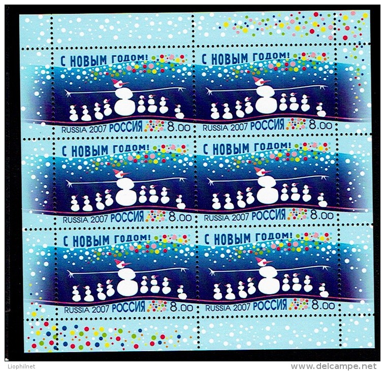 RUSSIE RUSSIA 2007, NOUVEL AN / NEW YEAR, PERE NOEL, Feuillet De 6 Valeurs, NEUF / MINT. R1347 - Blocs & Feuillets