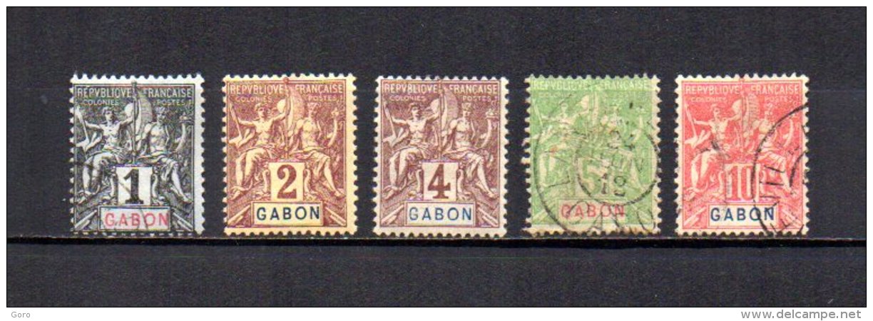 Gabón    1904-07   .-   Y&T  Nº    16/20 - Used Stamps