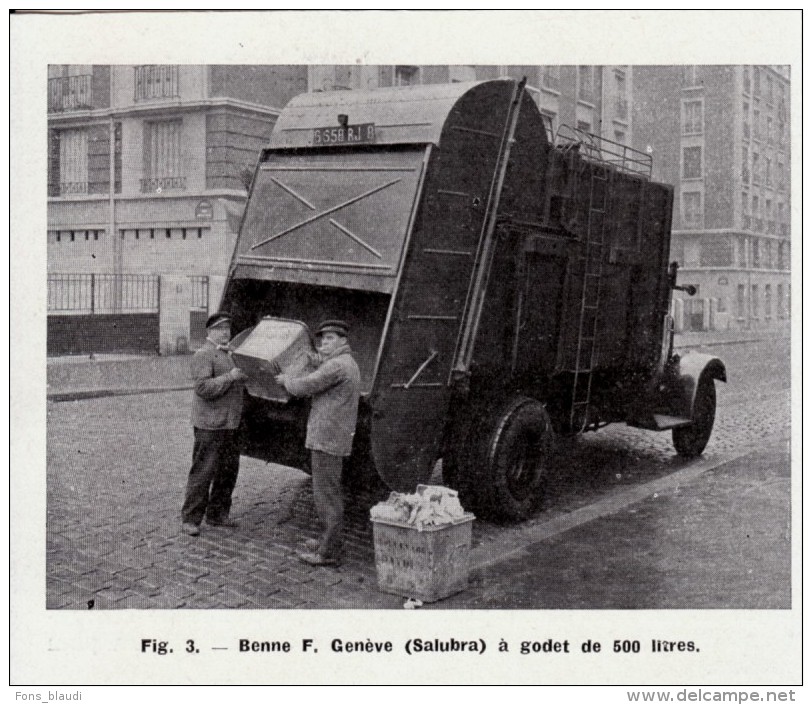 1949 - Iconographie Documentaire - Camion Benne F Genève Salubra - FRANCO DE PORT - Camions