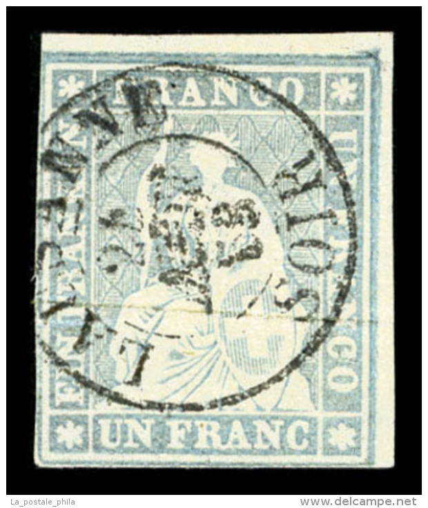 O N°31, Helvetia, 1F Gris Lilas Obl Càd De Lausanne Central, TB (signé/certificat)  ... - Unused Stamps